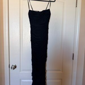 House of CB Black Ruched Spaghetti Strap Maxi